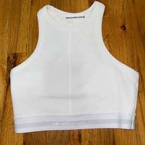 Alexander Wang logo elastic bra top in stretch knit